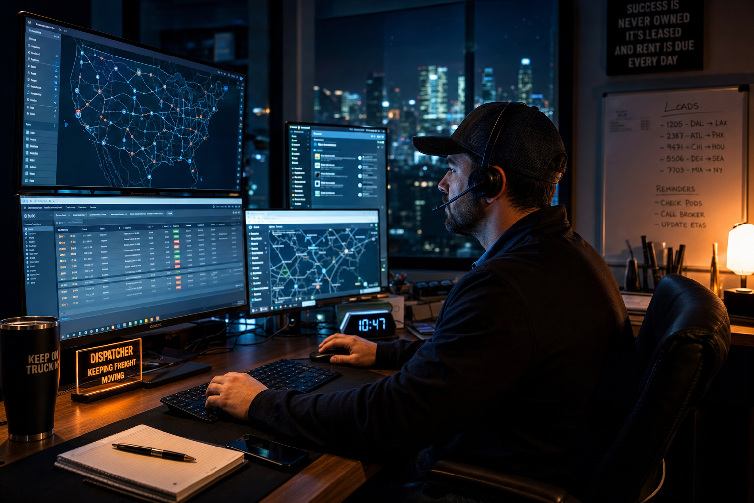 Rift dispatch desk operator at workstation
