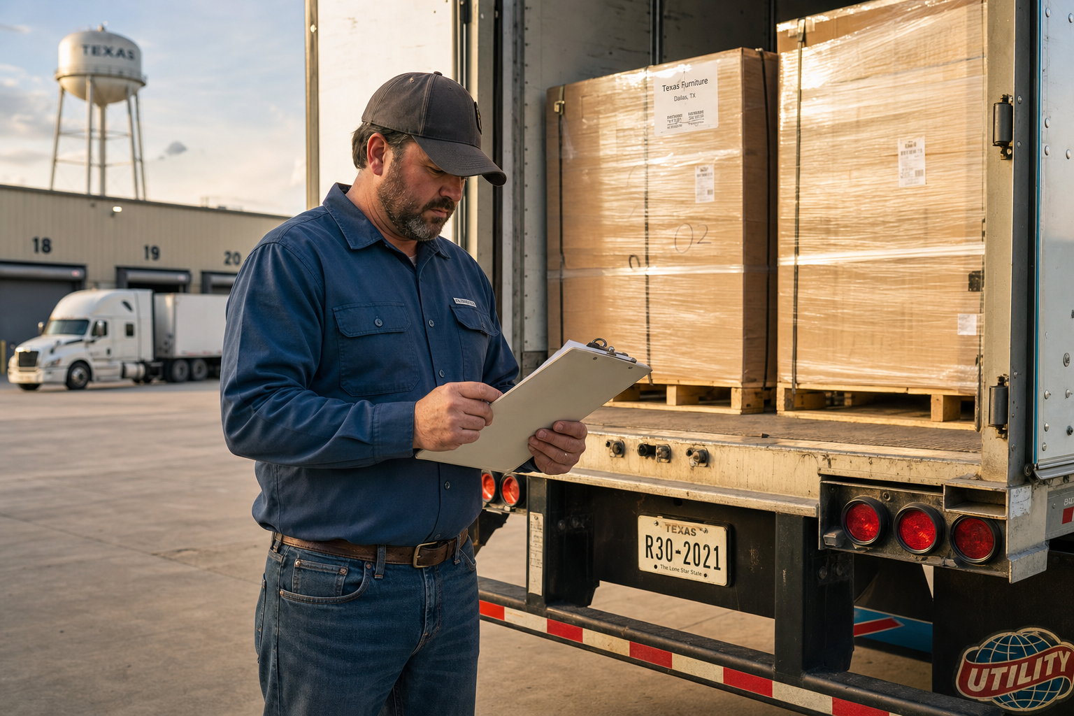 Driver checking freight