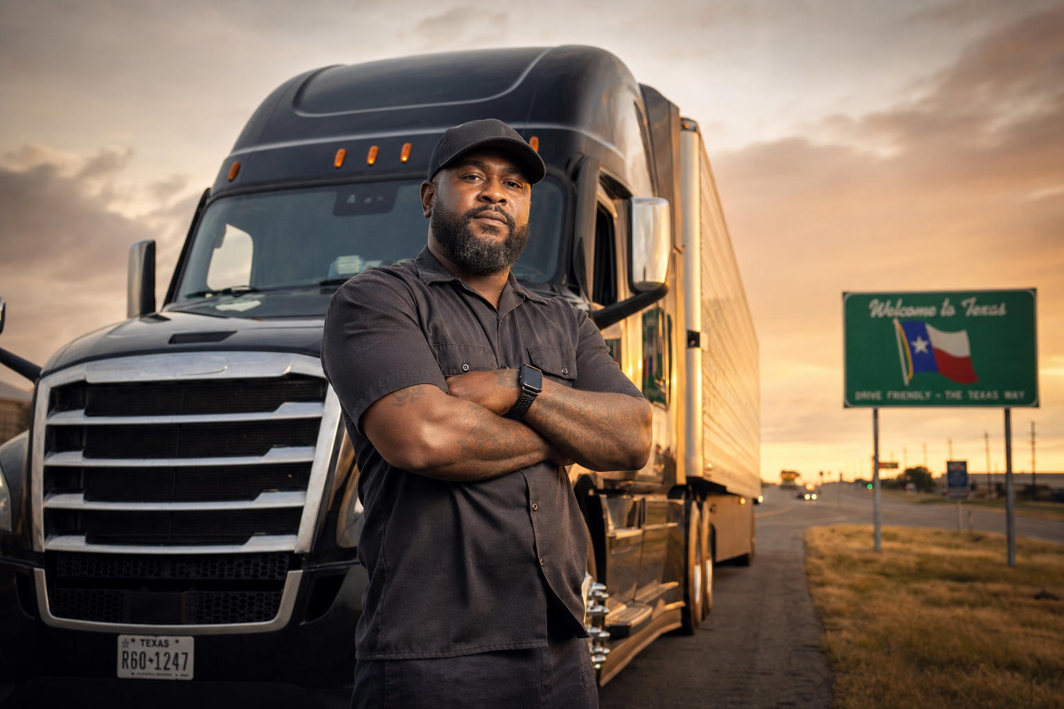 Owner-operator standing by truck