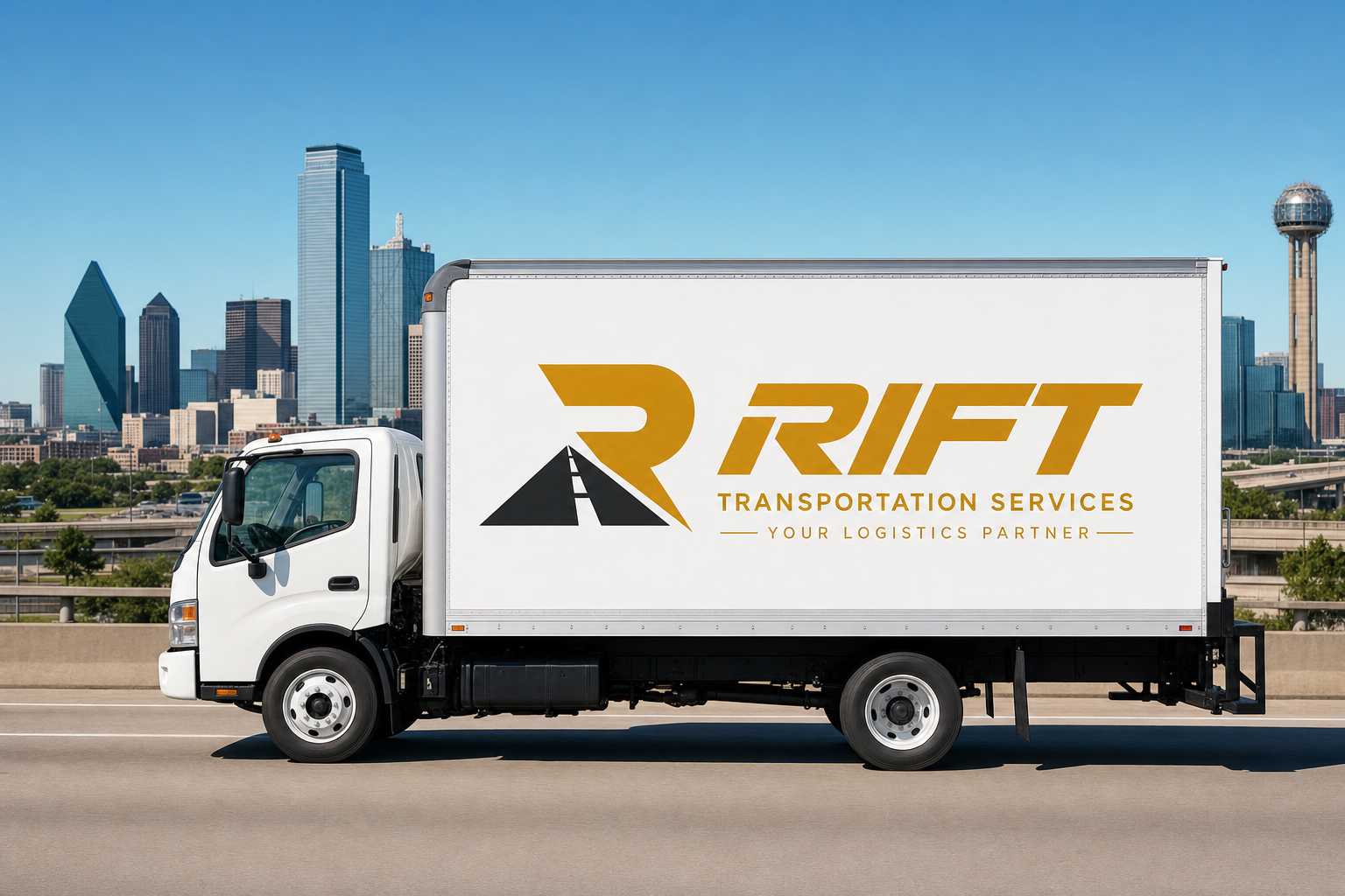 Box truck on Texas highway